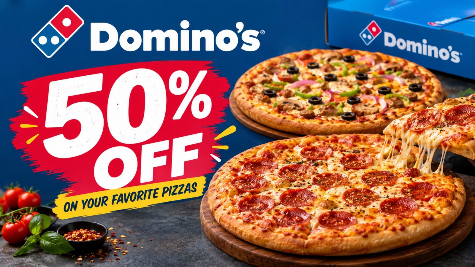 dominos 50 off